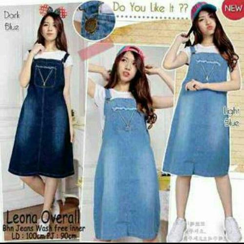 Jual Overall jeans skirt leona dress 
