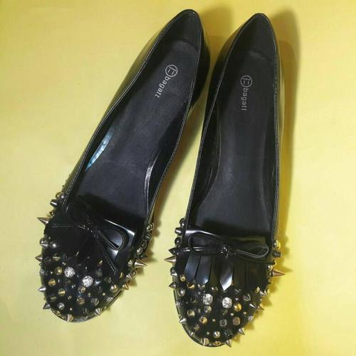 Jual Bagatt black studded loafer flat 