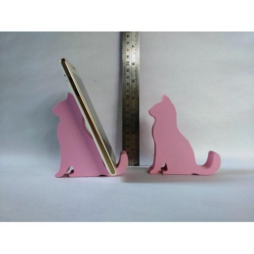 Gambar Stand Phone Holder Kayu Kucing Pink dari Xtajug Art Kota Tangerang Selatan Tokopedia