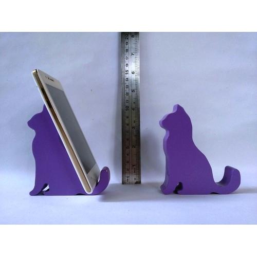 Gambar Stand Phone Holder Kayu Kucing Ungu dari Xtajug Art Kota Tangerang Selatan Tokopedia