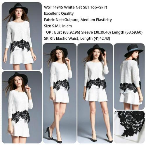 Jual White Net SET Top+Skirt (size S,M 