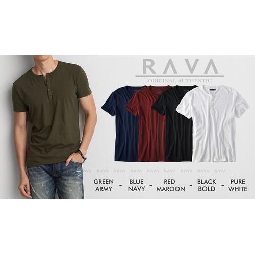 Foto Produk Baju Kaos Pria Henley Oblong Original by RAVA (PROMO BEST SELLER) - Putih dari RAVA ID