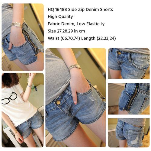 Jual HQ 16488 - Side Zip Denim Shorts 