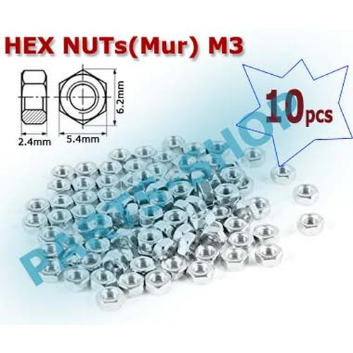 Foto Produk Mur Hexagonal Nuts baut M3 Hex Nut Screw M03 mur Segienam baud 3mm dari parts-shop