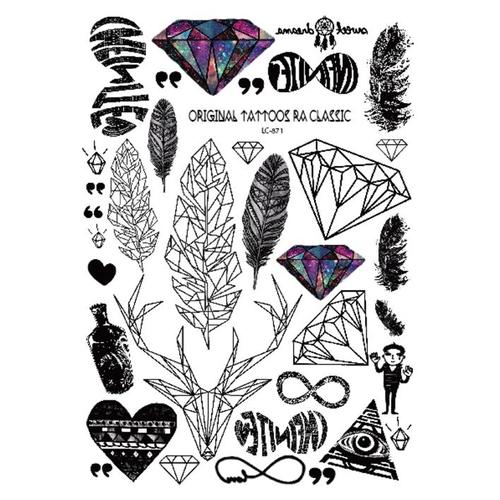 Foto Produk LC871 Temporary Art Tattoo Sticker Diamond Deer Feather Heart dari TisyaArt