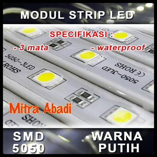 Foto Produk LED Modul 3 Mata Strip SMD 5050 Putih/White DC 12V dari Toko Mitra Abadi