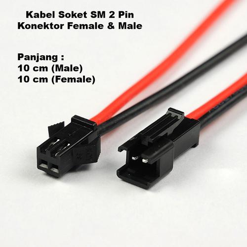 Foto Produk Kabel Soket DC SM 2 pin Konektor/Connector Female 10cm & Male 10 cm dari Mitra Abadi Spareparts