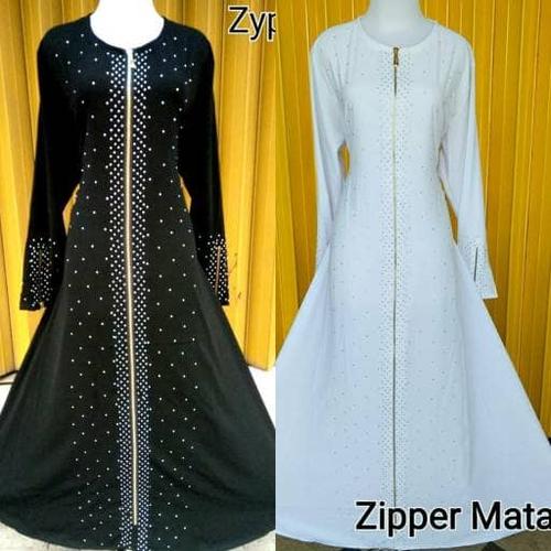 Foto Produk gamis abaya zyper / zipper mata putih - Putih, S dari GrosirAbaya