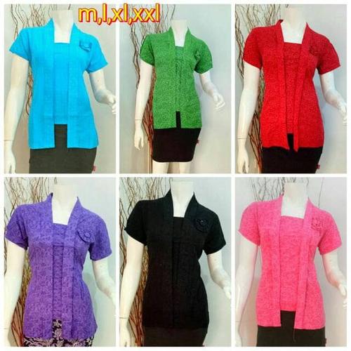 Gambar Blouse (Kebaya) Kutu Baru Embos Polos Lengan Pendek Murah ukuran M-XL - Hitam, XL dari Simi Fasion Shop Kota Surakarta Tokopedia