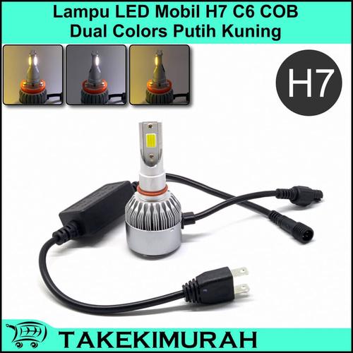 Foto Produk Lampu LED Mobil H7 C6 COB Dual Colors Putih Kuning dari Takekimurah