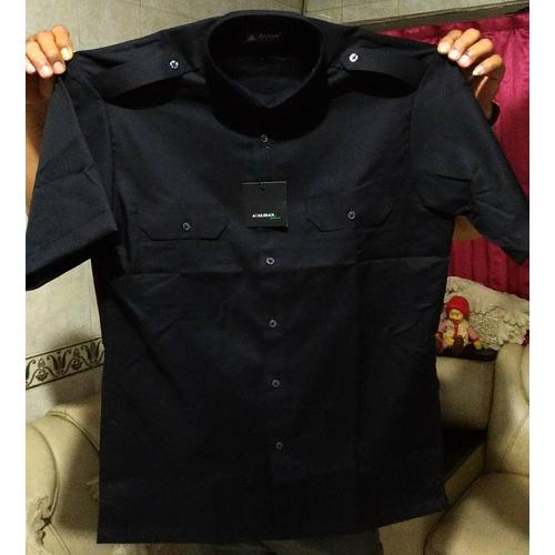 Foto Produk Kemeja Pria Pendek Alisan Pilot Hitam Kantong Dua Pangkat - Hitam, M dari Mega Hero Shirts