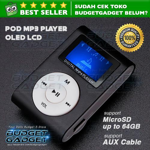 Foto Produk Pod MP3 Player TF card with Small Clip Silver and LCD Screen - Hitam dari BudgetGadget