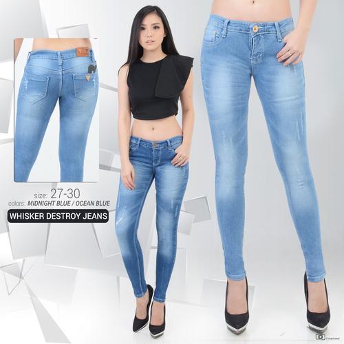 Jual Celana Panjang Sobek Whisker Jeans 