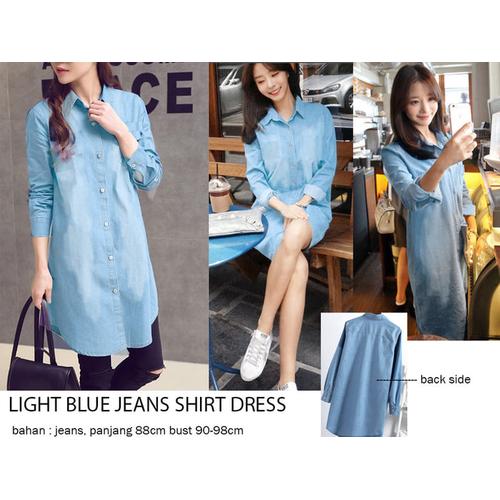 Jual Light Blue Jeans Shirt Dress 