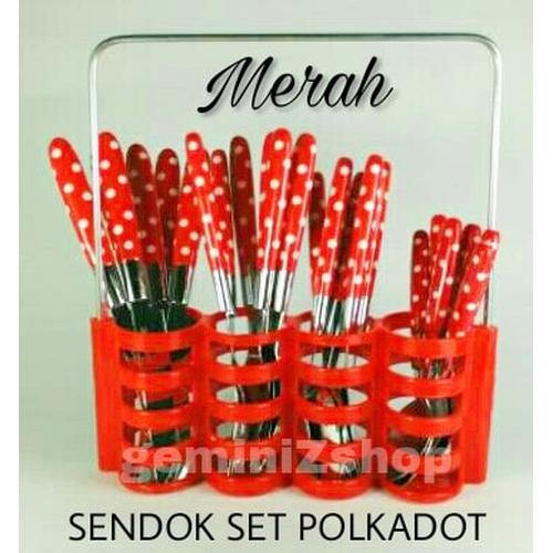 Foto Produk Sendok Set Polkadot AB645a MERAH dari geminizshop