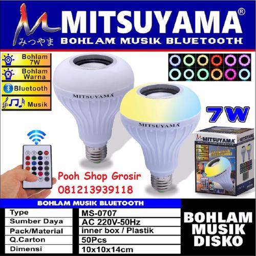 Foto Produk Bohlam Lampu LED Musik Bluetooth Speaker Mitsuyama MS-0707 Remote dari Pooh Shop Grosir