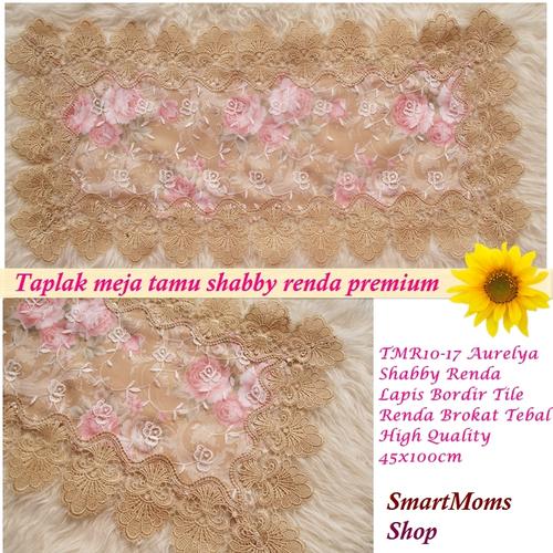 Foto Produk TAPLAK MEJA TAMU SHABBY CHIC MEWAH CANTIK RENDA AURELYA 45X100CM dari smartmoms-shop