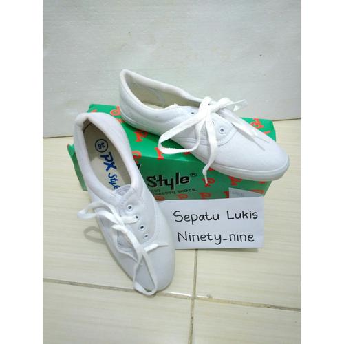 Foto Produk Sepatu kanvas px style tali 068 putih polos dari Sepatu lukis ninetyne