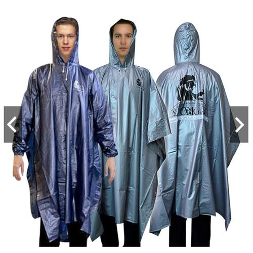 Foto Produk Jas Hujan OMG Poncho Lengan Karet PVC 100% Waterproof Ponco Raincoat - Perak dari lbagstore