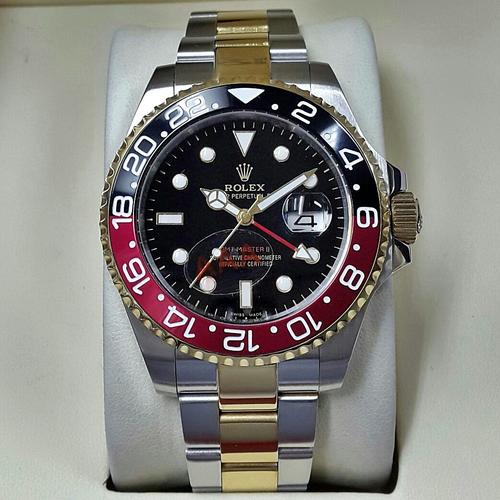 RED BLACK Dial SILVER COMBI Steel 