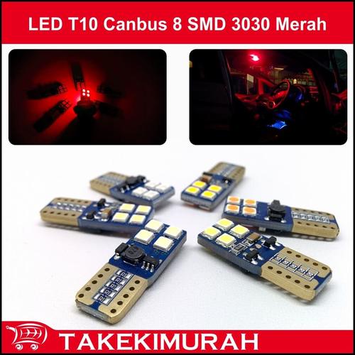 Foto Produk LED T10 Canbus 8 SMD 3030 Merah dari Takekimurah