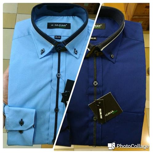 Foto Produk Kemeja Pria Alisan Slimfit Panjang Biru Navy Biru Langit List Tengah - Biru, S dari Mega Hero Shirts