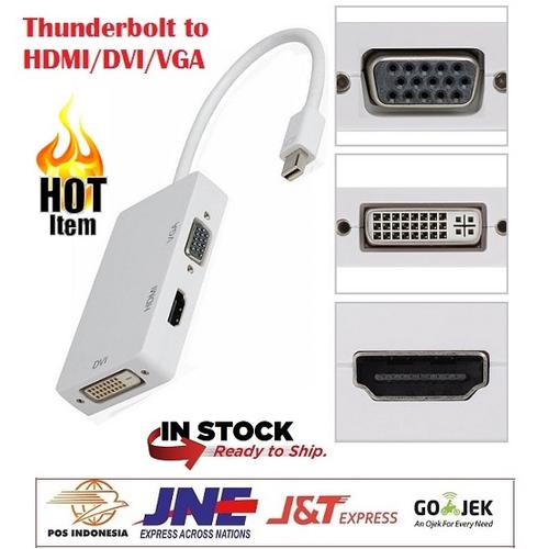 Jual MINI DISPLAY PORT TO VGA DVI HDMI 3IN1 CONVERTER Kota