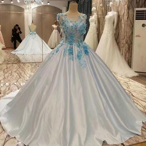 Jual gaun pengantin kembang BABY BLUE 