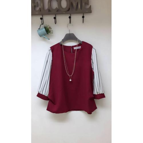 Gambar Blus corak garis tangan panjang D-134 dari clara-fashion Kota Bandung Tokopedia