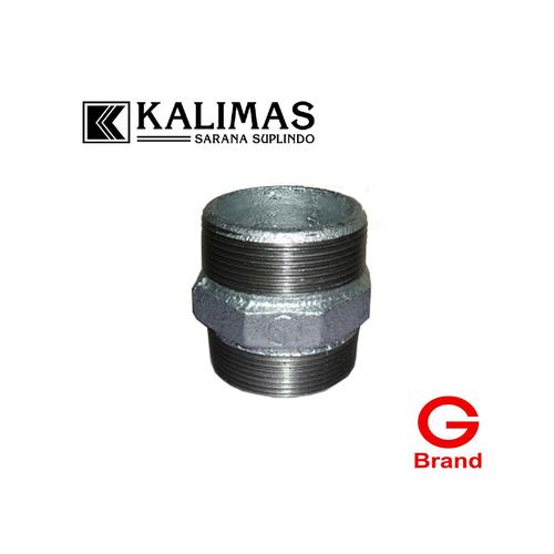 Foto Produk Double Nepple Galvanis Besi d. 1/2" Drat BSPT (G) dari kalimas.online