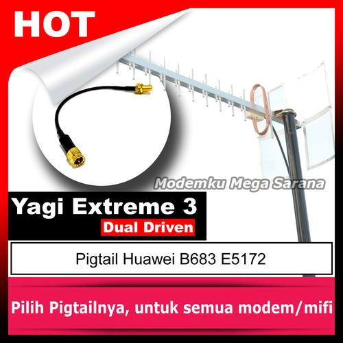 Jual Antena Yagi Extreme 3 Dual Driven Pigtail Router Huawei B683 E5172 ...