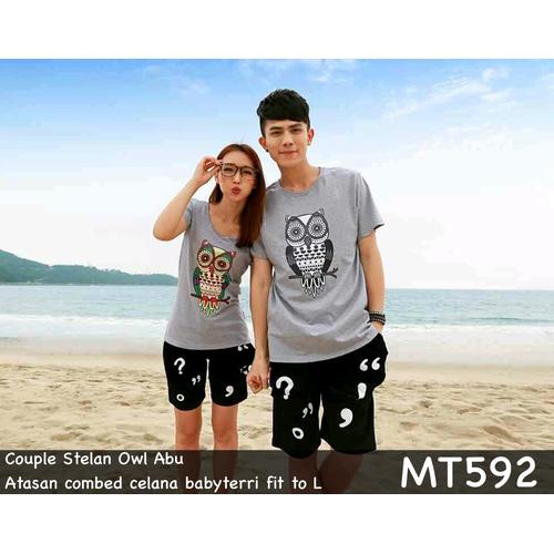 Foto Produk stelan baju couple / setelan kaos couple murah owl - Abu-abu dari 1tanahabangcom