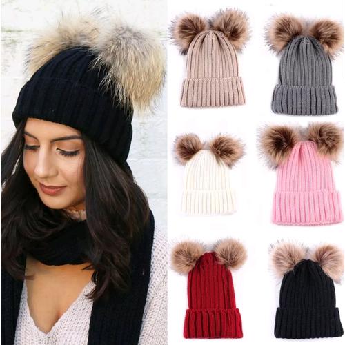 Jual Winter Knitted Beanie Hat Pompom 
