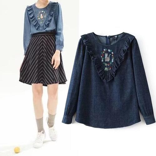 DENIM BLOUSE RUFFLE 