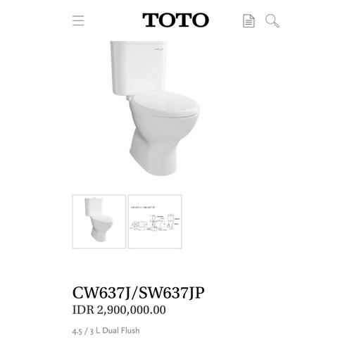Jual Closet TOTO CW 637 / SW 637 JP putih - Jakarta Utara - Boss
