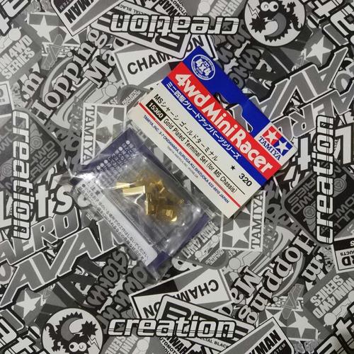 Tamiya 15360 - Set Terminali Dorati Per Mini 4wd Telaio MS - Ricambi Auto Modellismo