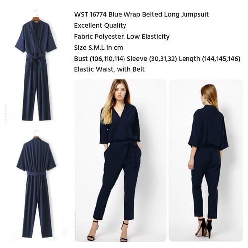 Jual long jumpsuit wanita navy / high 