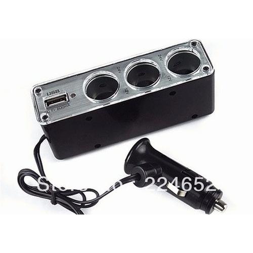Foto Produk USB + Triple Car Plug (Cigarette Lighter Mobil X 3 + USB) dari Lapak Anda