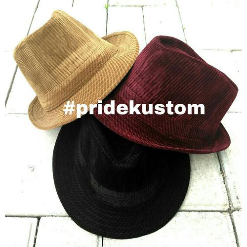 Jual Topi Fedora Import Salur Corduroy 