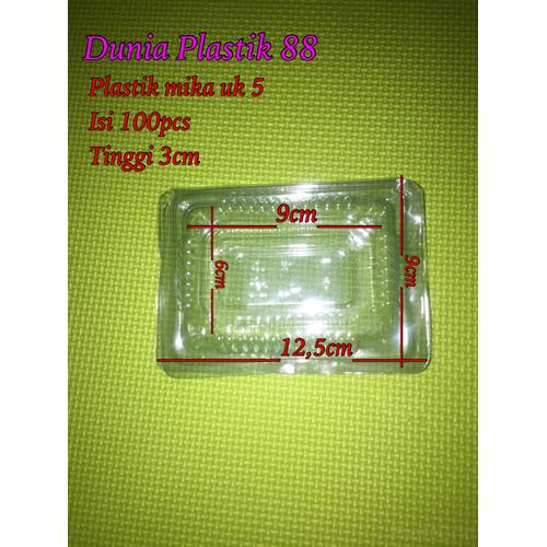 Jual @100pcs ukuran 5 box mika plastik mika bening tempat kue makanan