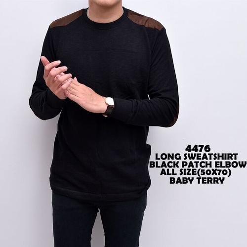 Foto Produk Kaos Lengan Panjang Cowok | Sweater Black Patch Elbow | Sweater Pria dari ALJOSA
