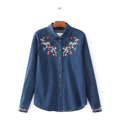 Jual WST 16297 Flower Embroidered Denim 