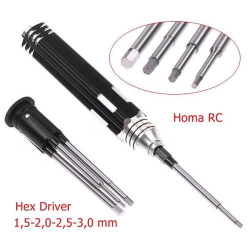 Foto Produk 4 In 1 Hexagon Head Hex Screw Driver 1,5 - 3,0 Mm dari Homa RC