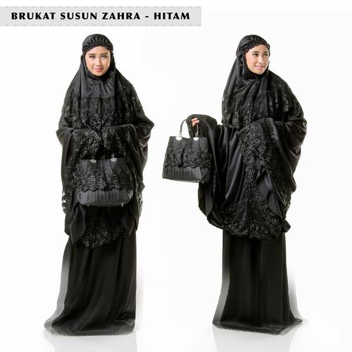 Foto Produk MUKENA DEWASA BROKAT ZAHRA HITAM SENADA dari Pusat Mukena Indonesia