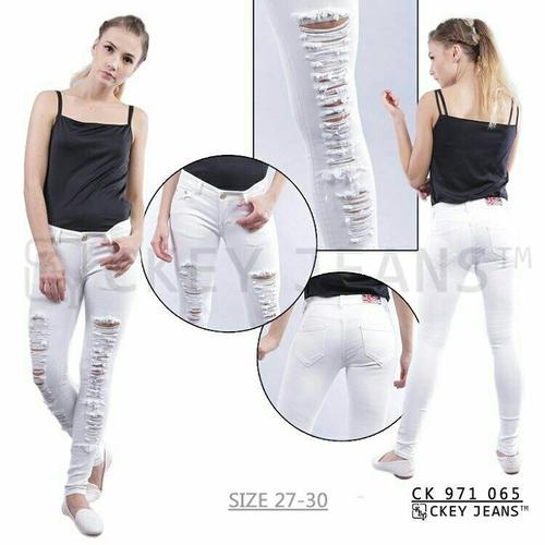 Jual Skinny Jeans Wanita Ripped White 