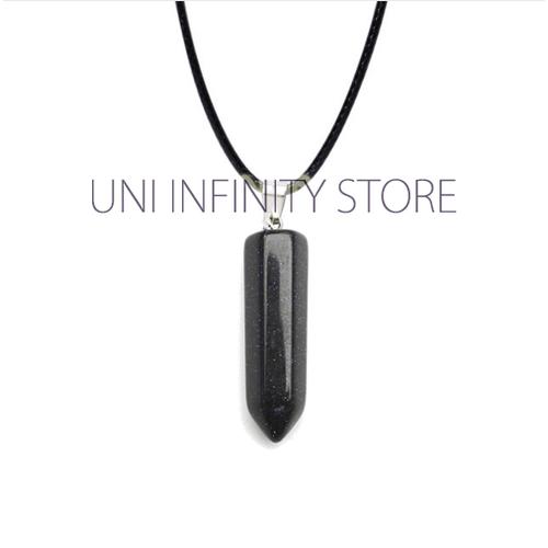Foto Produk JWNE0179 Kalung Batu Dark Blue Goldstone Hexagram Unisex Cowok Cewek dari uni infinity store
