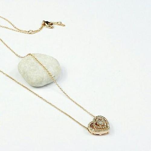 Zirconia Heart Necklace Gold Plated (9K 