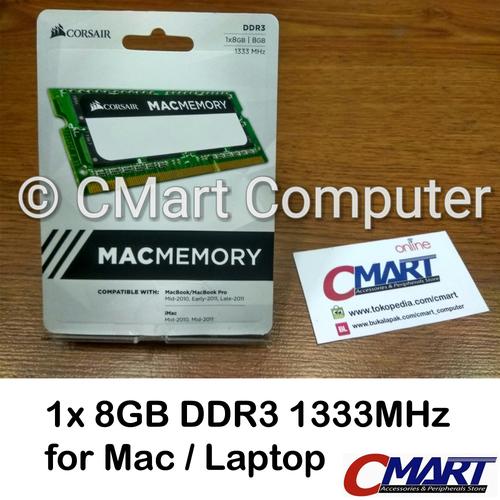 Foto Produk Corsair 8GB Mac Memory DDR3 SODIMM Memory Kit (CMSA8GX3M1A1333C9) dari CMart Computer