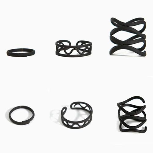 Foto Produk cincin 1 set 3pcs matte black ring jci031 dari Oila
