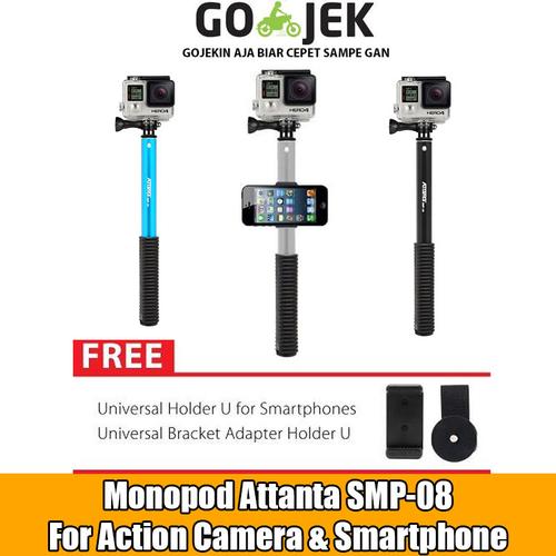 Foto Produk Tongsis Monopod Attanta SMP-08 For Action Cam Xiaomi Yi Gopro Brica - Abu-abu dari 3TM Store